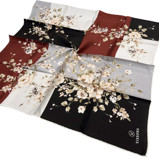Vissona Twill İpek Eşarp - 6273 - 0001-0018 Siyah Bordo