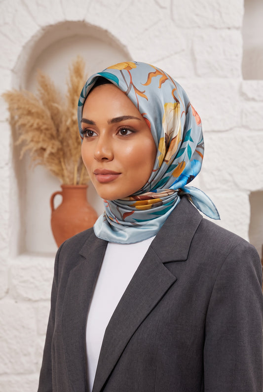 Armine Sport Twill Eşarp - 8740-05 Metalik Mavi