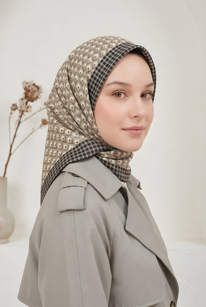 Armine Sport Twill Eşarp - 8557-90 Taş Siyah